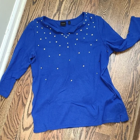 Rafaella Blue Tunic with Silver Accents - Picture 1 of 4